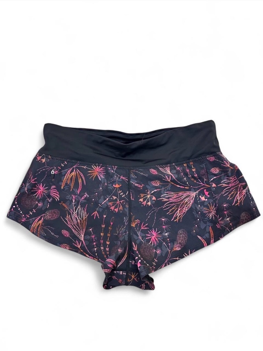 Title Nine Floral Botanical Running Shorts Zip Pocket Size S